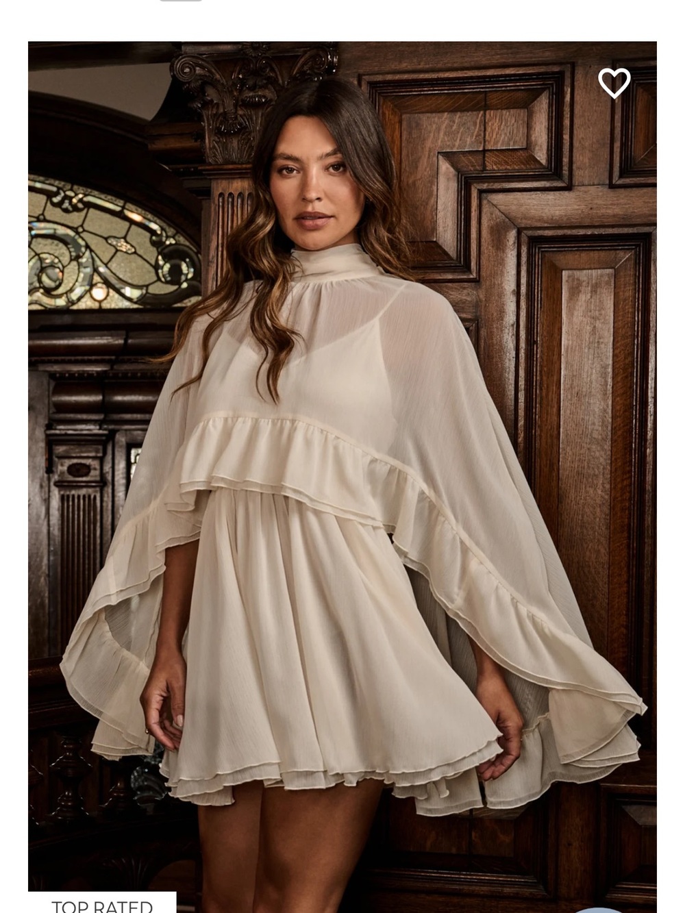 Altar'd State Cream Ruffle Cape Mini Dress - Picture 2 of 9